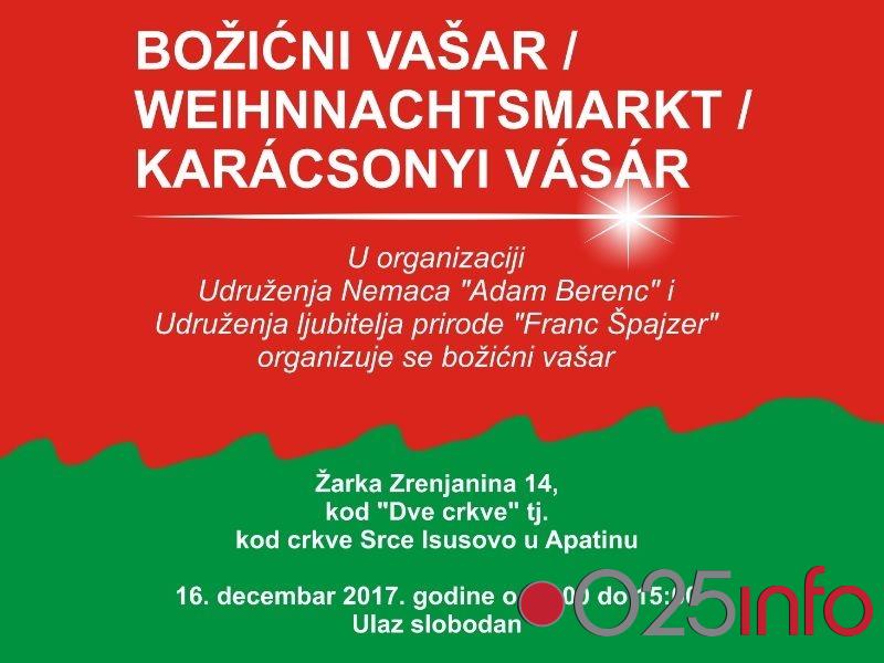 U subotu u Apatinu Božićni vašar